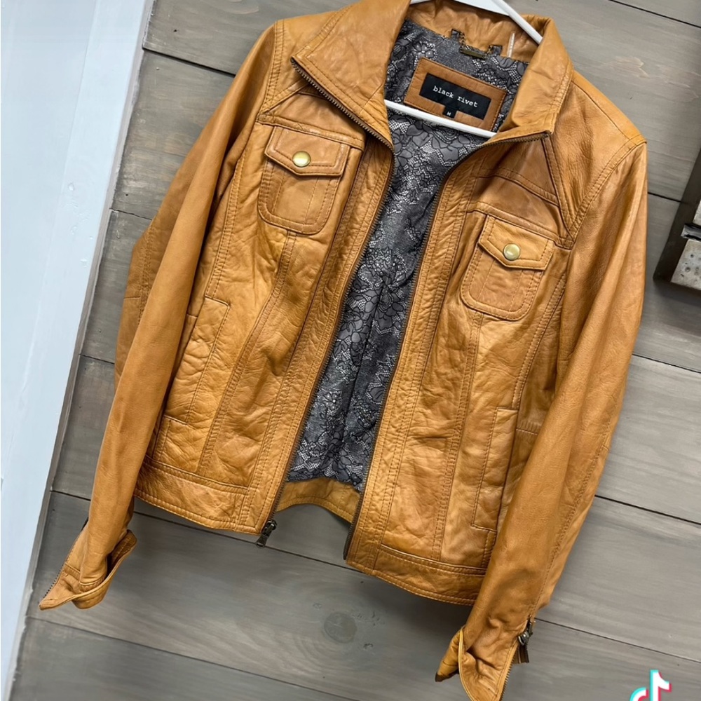brown leather jacket